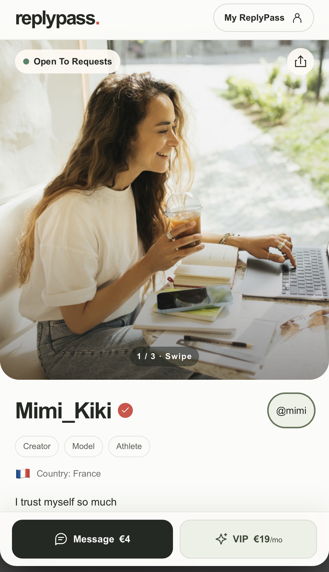 Mimi_Kiki's actual ReplyPass profile